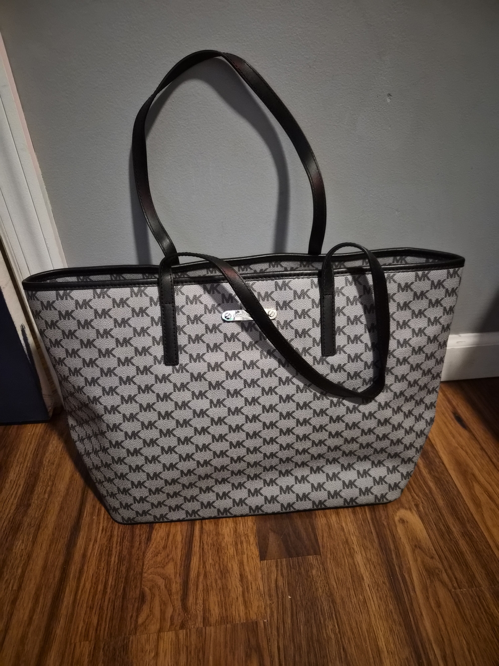 Michael Kors Gray and Black MK Logo Tote